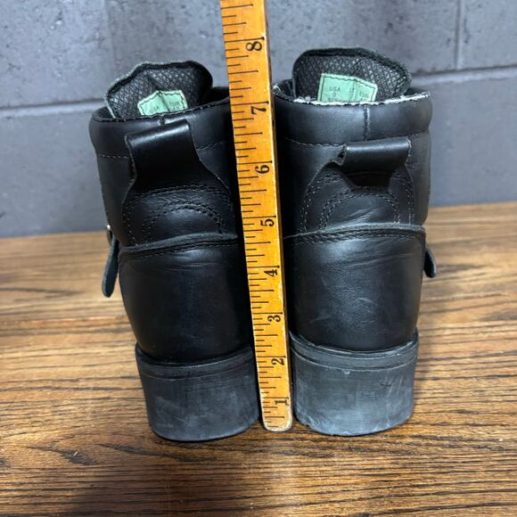 Bates Black Leather Biker Combat Boots Lug Sole Buckle Zip Moto Women’s 9 - Picture 4 of 7